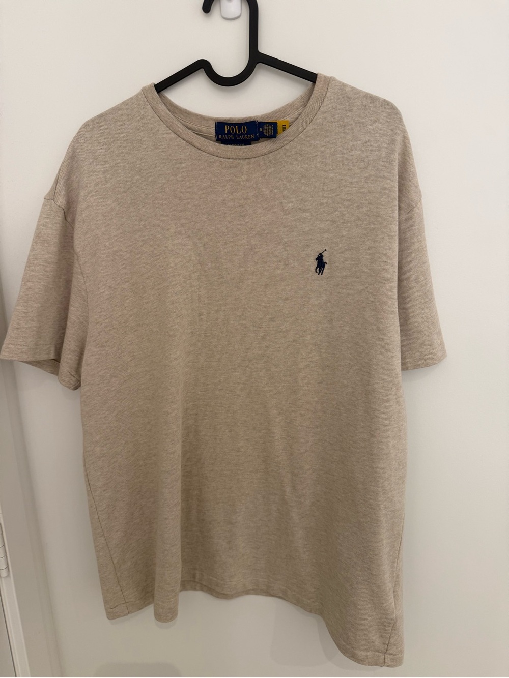 Polo by Ralph Lauren Men's Beige Crewneck Logo T-Shirt Medium